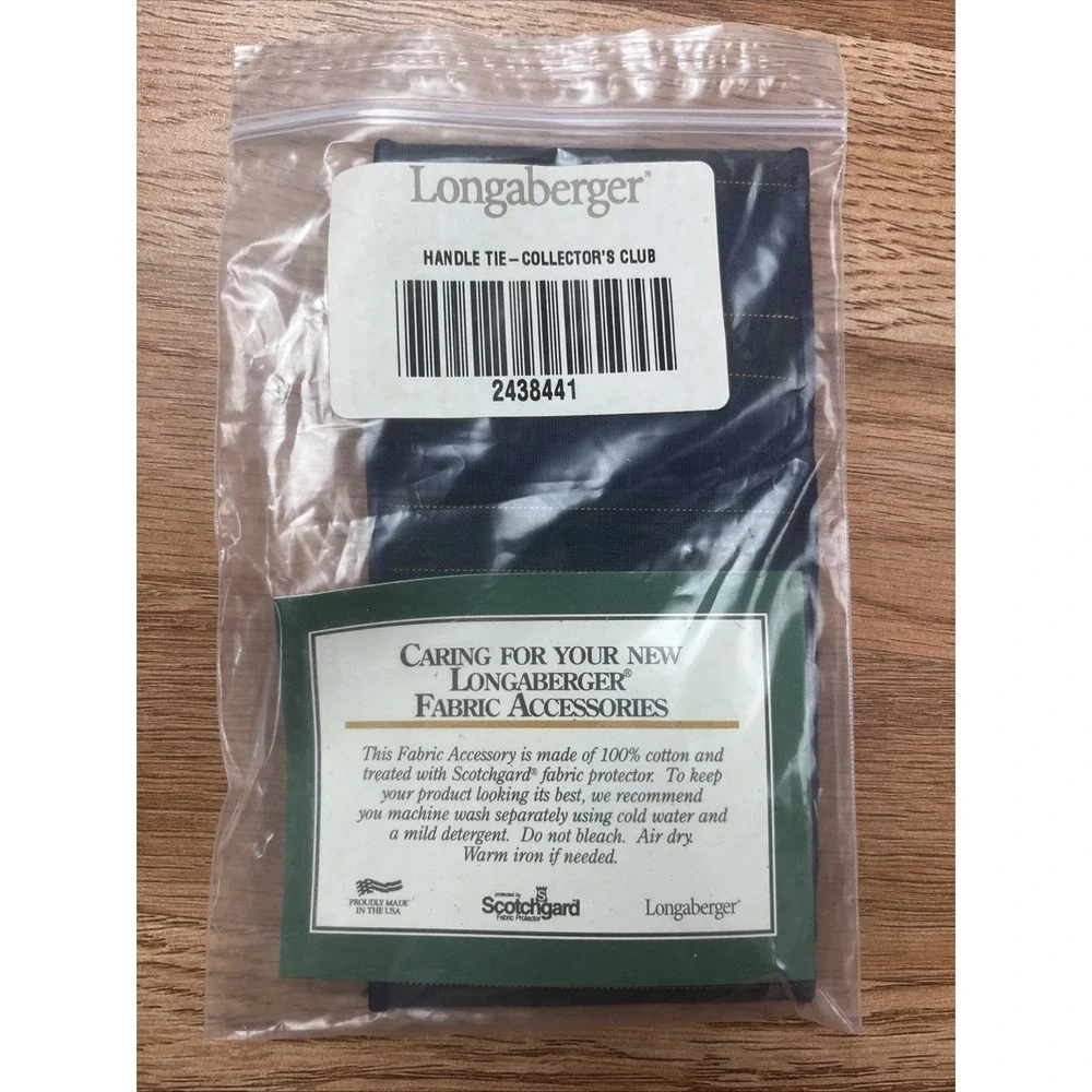 Longaberger Handle Tie Collector's Club 2438441‎ Green/Navy Stripe NEW